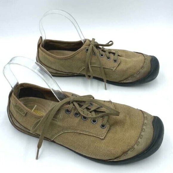 Keen 10 Brown Shitake Tan Canvas Lace Up Shoes Hiking Outdoors Womens - Picture 5 of 9